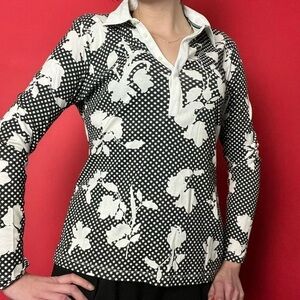 Black and white floral blouse 🤍🖤​​​​​​​​​​​​​​​